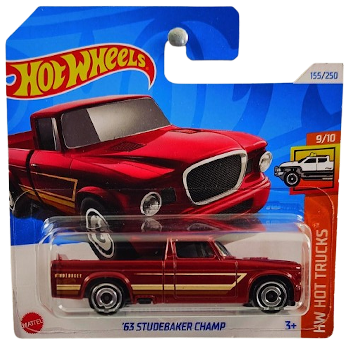 Hot Wheels 2024 - Collector # 155/240 - HW Hot Trucks 9/10 - '63 Studebaker Champ - Burgundy - Aero Disc - Short Card