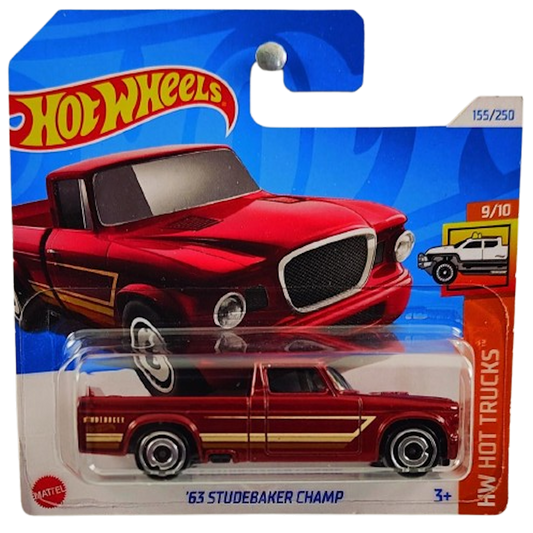 Hot Wheels 2024 - Collector # 155/240 - HW Hot Trucks 9/10 - '63 Studebaker Champ - Burgundy - Aero Disc - Short Card
