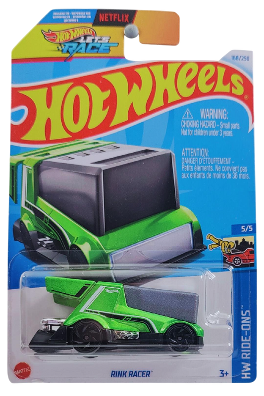 Hot Wheels 2024 - Collector # 168/250 - HW Ride-Ons 5/5 - New Models - Rink Racer - Green - International 'Let's Race' Card