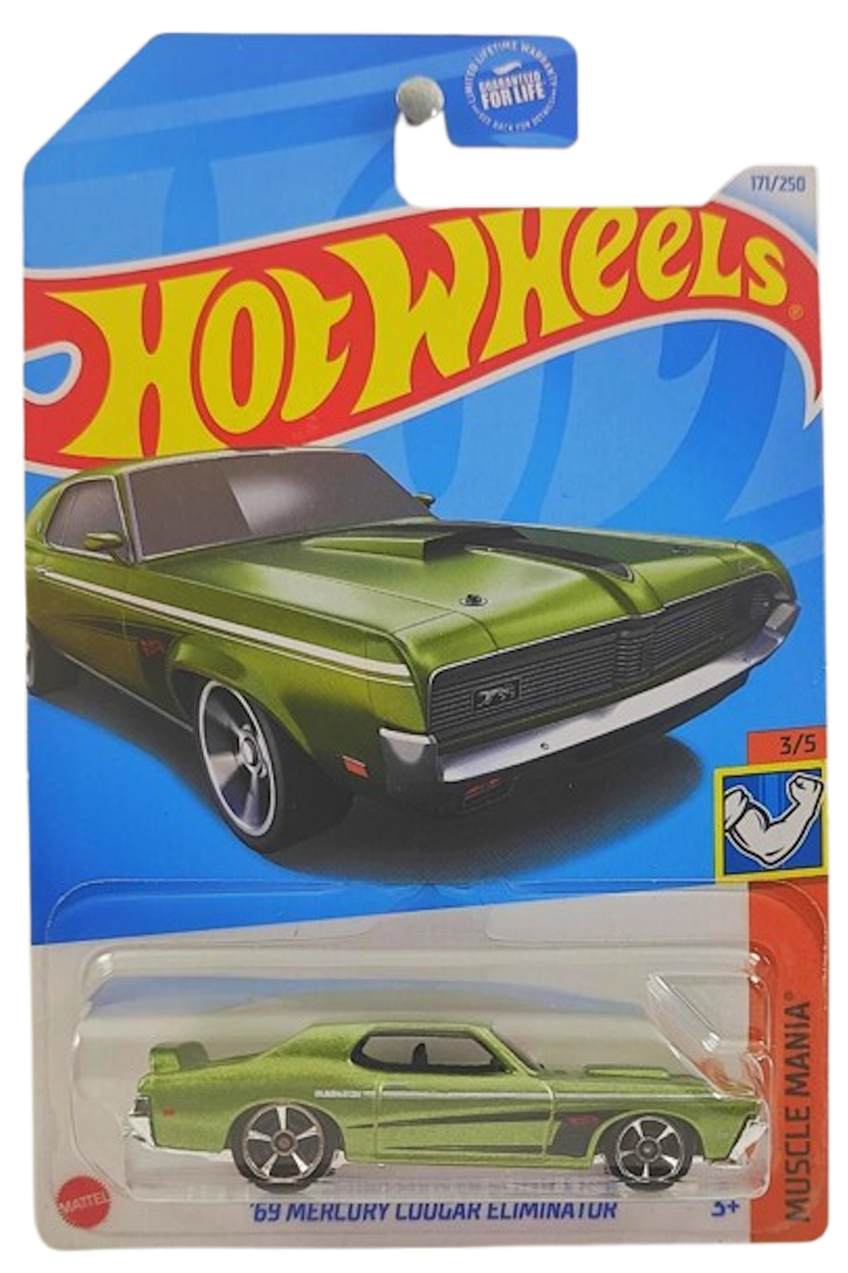 Hot Wheels 2024 - Collector # 171/250 - Muscle Mania 3/5 - '69 Mercury Cougar Eliminator - Metalflake Green - USA Card