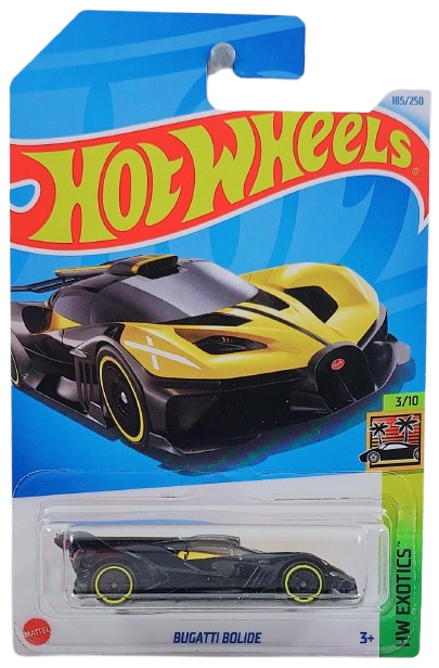 Hot Wheels 2024 - Collector 185/250 - HW Exotics 3/10 - Bugatti Bolide - Black & Yellow - International Card