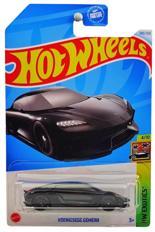 Hot Wheels 2023 - Collector # 188/250 - HW Exotics 04/10 - Koenigsegg Gemera - Black - Dollar General Exclusive - USA '2024' Card