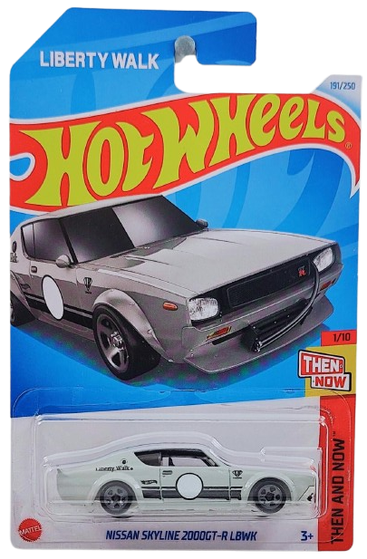 Hot Wheels 2024 - Collector # 191/250 - Then and Now 1/10 - Nissan Skyline 2000GT-R LBWK - Gray - International 'Liberty Walk' Card