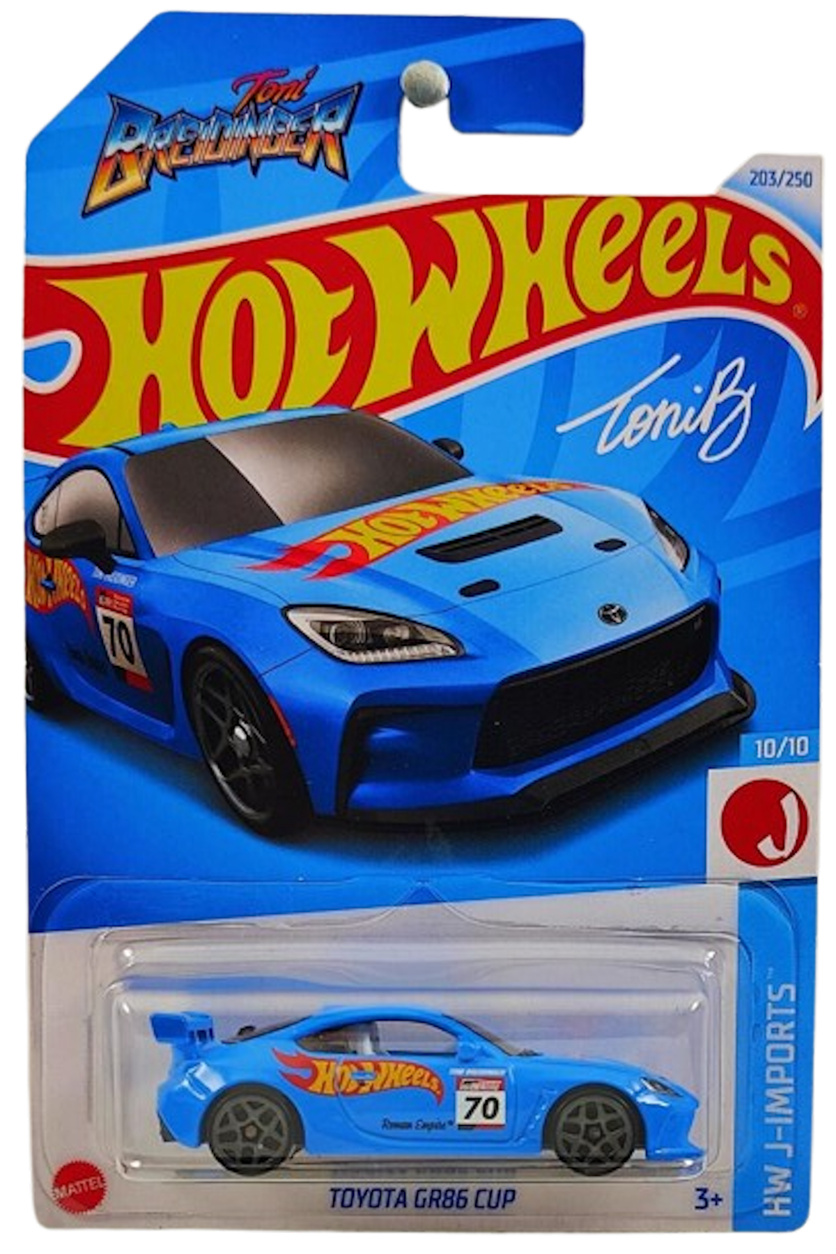 Hot Wheels 2024 - Collector # 203/250 - HW J-Imports 10/10 - New Models - Toyota GR86 Cup - Blue / #70 - International 'Let's Race Card