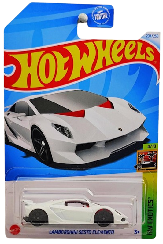 Hot Wheels 2024 - Collector # 204/250 - HW Exotics 4/10 - Lamborghini Sesto Elemento - White - USA Card