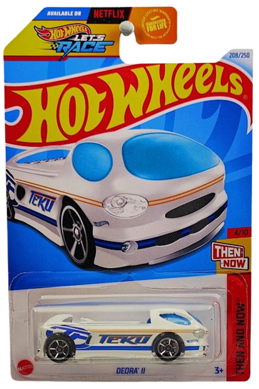 Hot Wheels 2024 - Collector # 208/250 - Then and Now 4/10 - Deora II - White / Teku - USA 'Let's Race' Card