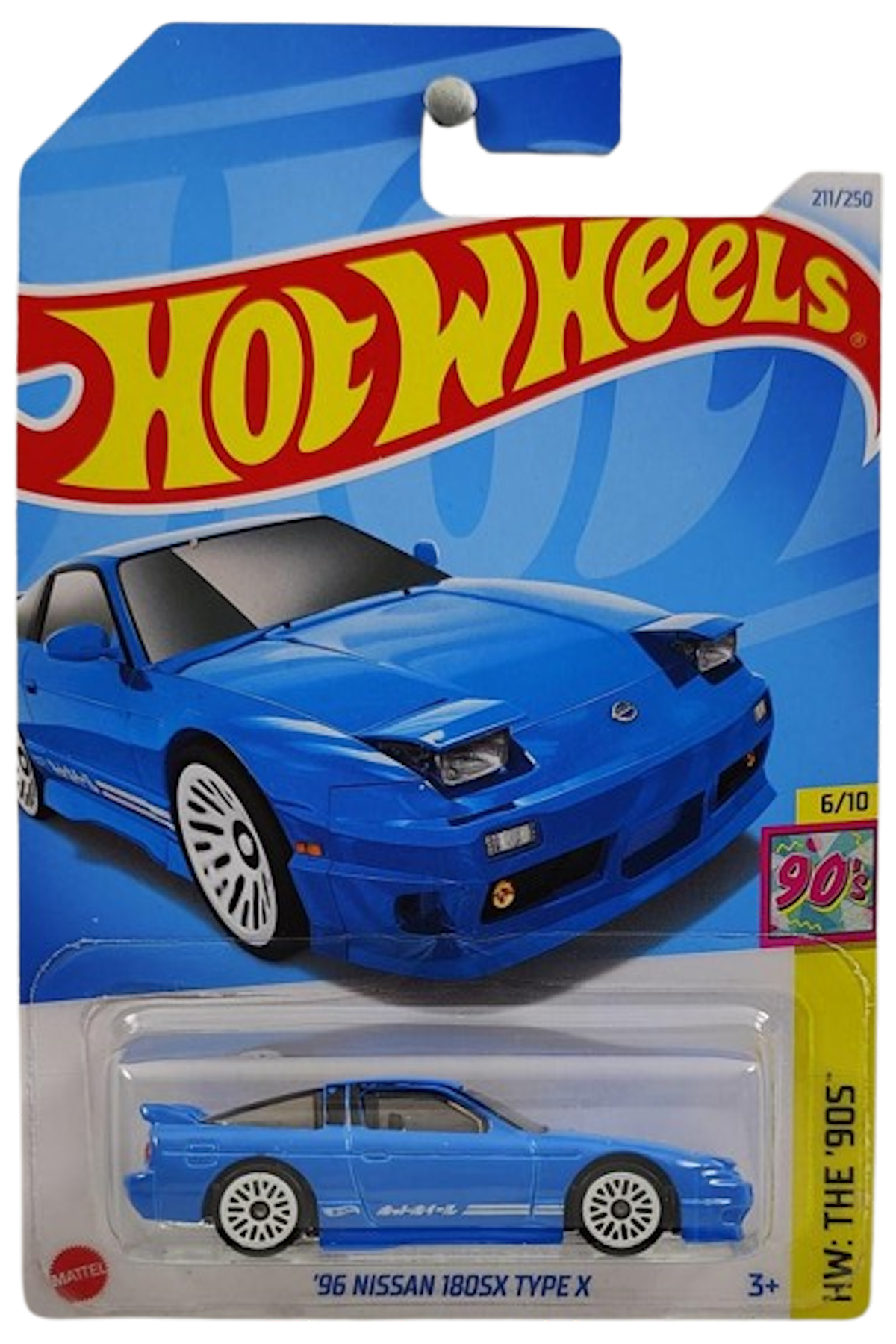 Hot Wheels 2024 - Collector # 211/250 - HW: The '90s 6/10 - '96 Nissan 180SX Type X - Sky Blue - White Lace Wheels - IC