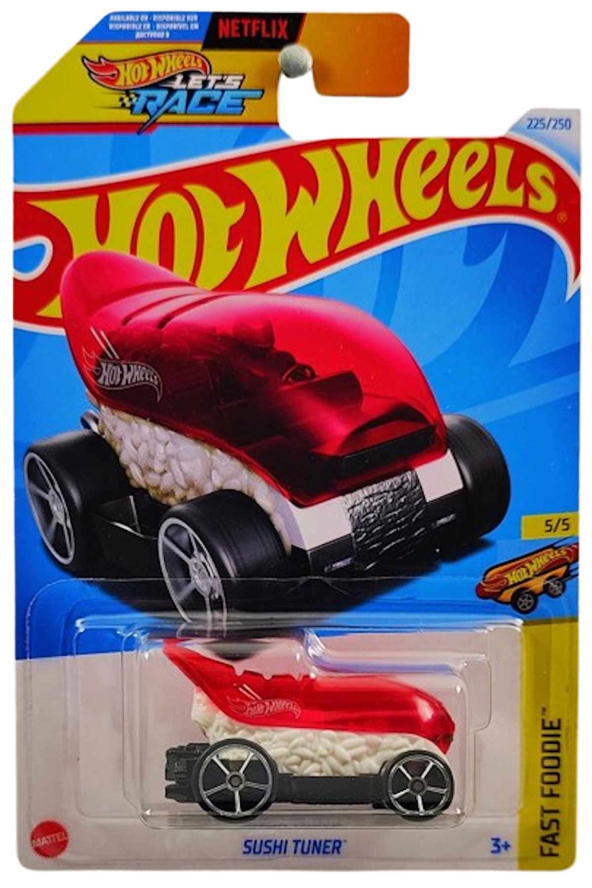 Hot Wheels 2024 - Collector # 225/250 - Fast Foodie 5/5 - New Models - Sushi Tuner - Transparent Red Canopy / White Body - IC