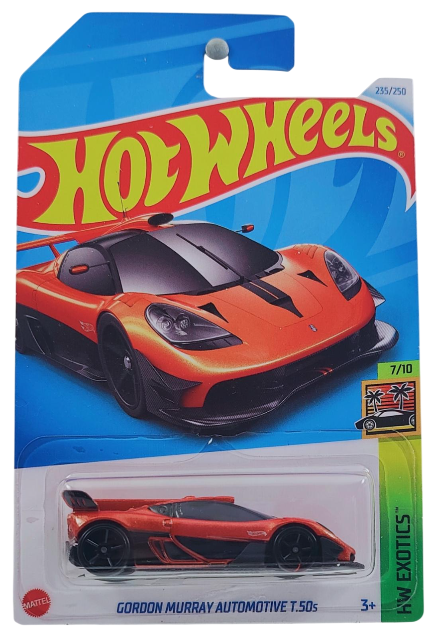 Hot Wheels 2024 - Collector # 235/250 - HW Exotics 7/10 - New Models - Gordon Murray Automotive T.50s - Metalflake Orange - International Card