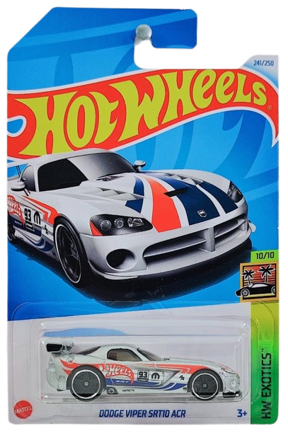 Hot Wheels 2024 - Collector # 241/250 - HW Exotics 10/10 - Dodge Viper SRT10 ACR - Sliver / #93 - International Card