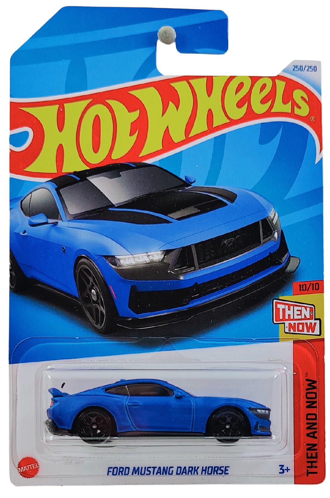Hot Wheels 2024 - Collector # 250/250 - Then and Now 10/10 - New Models - Ford Mustang Dark Horse - Satin Blue - International Card