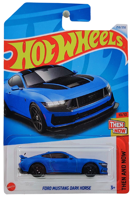 Hot Wheels 2024 - Collector # 250/250 - Then and Now 10/10 - New Models - Ford Mustang Dark Horse - Satin Blue - International Card