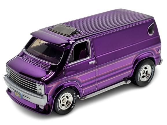 Hot Wheels 2024 - HWC/RLC Exclusive - Dodge Tradesman - Spectraflame Purple - Metal/Metal - Real Riders - Opening Doors - Acrylic Display Case