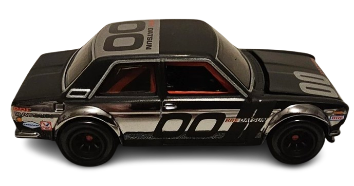 Hot Wheels 2024 - HWC / RLC Exclusive - 00 BRE Datsun - '71 BRE Datsun 510 - Spectraflame Shadow Chrome - Metal/Metal - Real Riders - Opening Hood - Acrylic Display Case