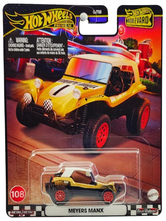 Hot Wheels 2024 - Premium / Boulevard # 108 - Meyers Manx - Gold - Metal/Metal & Real Riders - Walmart Exclusive - New Casting