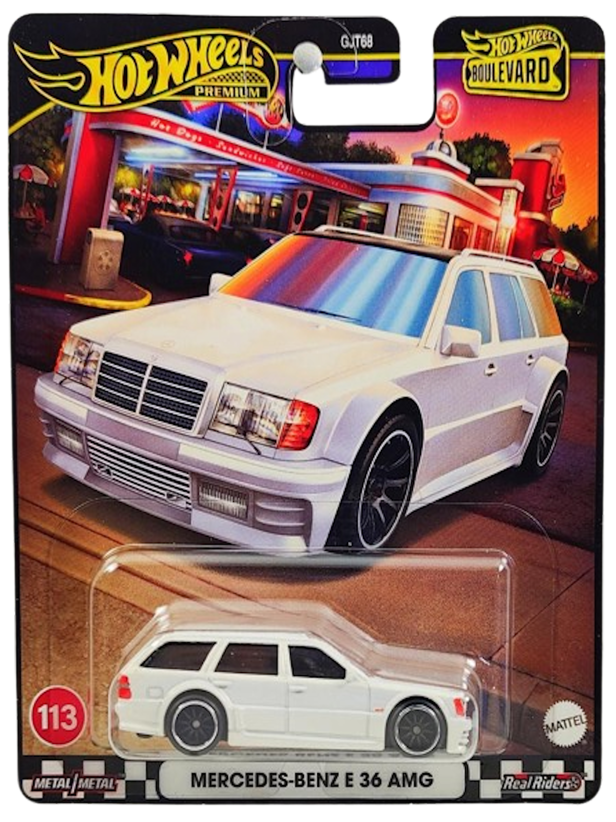 Hot Wheels 2024 - Premium / Boulevard # 113 - Mercedes-Benz E 36 AMG - White - Metal/Metal & Real Riders - Walmart Exclusive