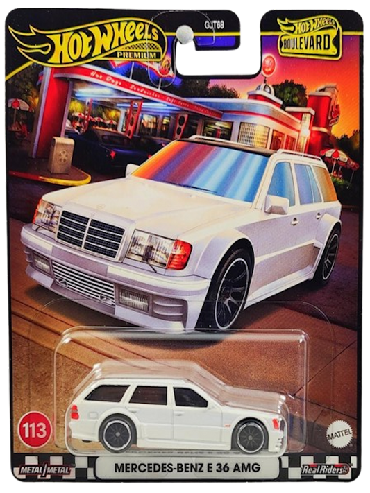 Hot Wheels 2024 - Premium / Boulevard # 113 - Mercedes-Benz E 36 AMG - White - Metal/Metal & Real Riders - Walmart Exclusive