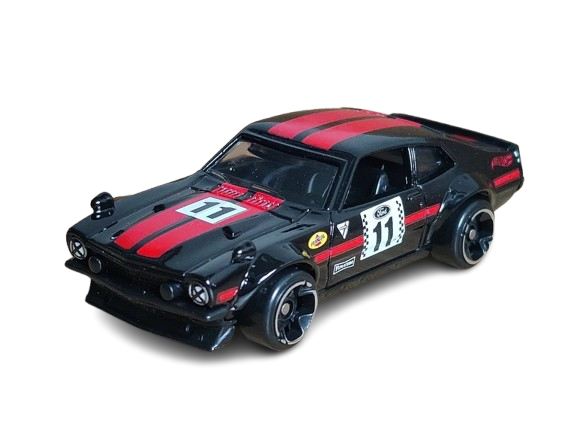 Hot Wheels 2024 - Theme / Mix 2 / Vintage Racing Club 4/5 - Custom Ford Maverick - Black / #11 - P4 Wheels - Kroger Exclusive