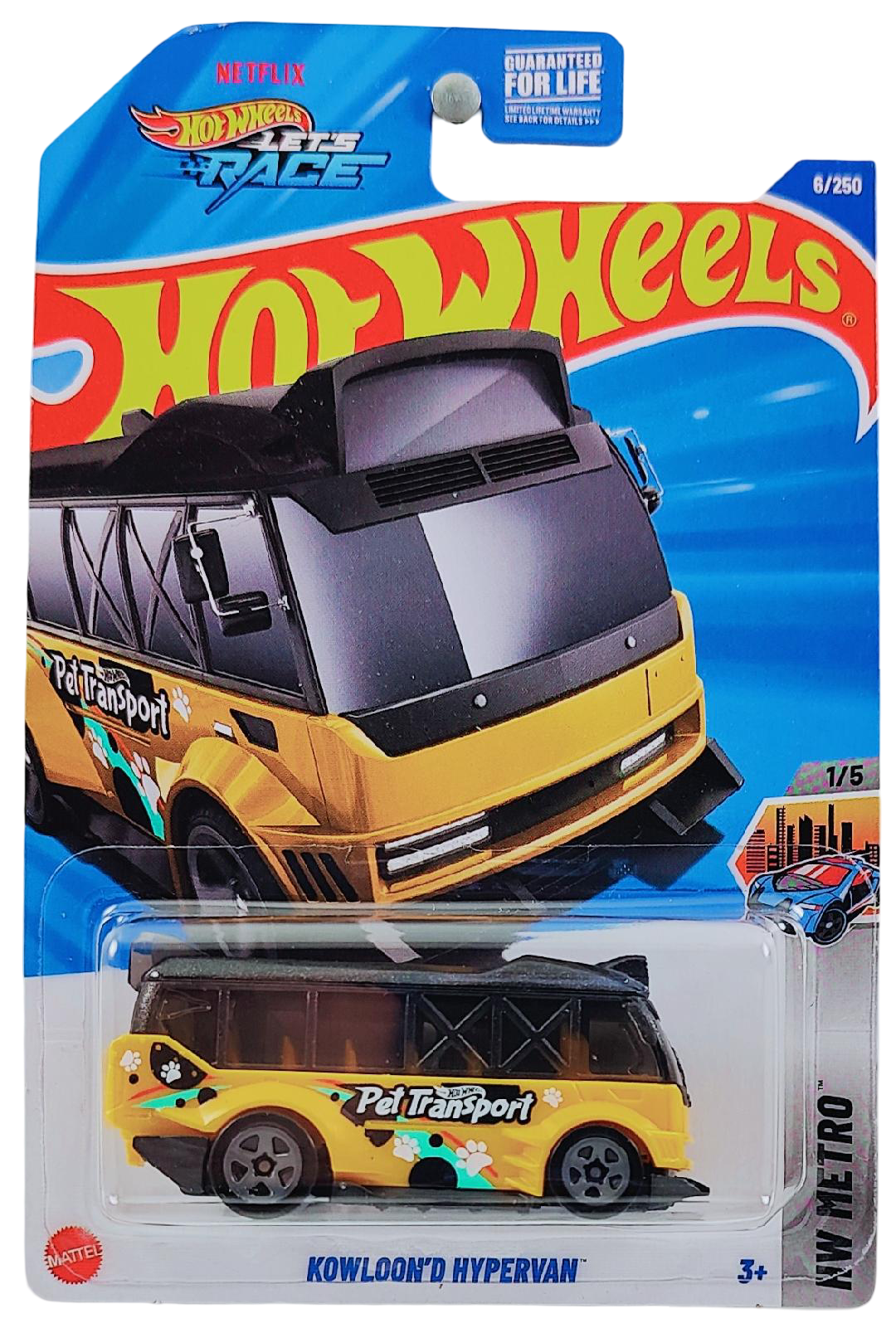 Hot Wheels 2025 - Collector # 006/250 - HW Metro 1/5 - Kowloon'd Hypervan - Yellow / Black Roof / Pet Transport - USA Card