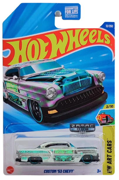 Hot Wheels 2025 - Collector # 012/250 - HW Art Cars 2/10 - ZAMAC 002 - Custom '53 Chevy - ZAMAC / 'HW Tiki Time' - Walmart Exclusive - USA Card