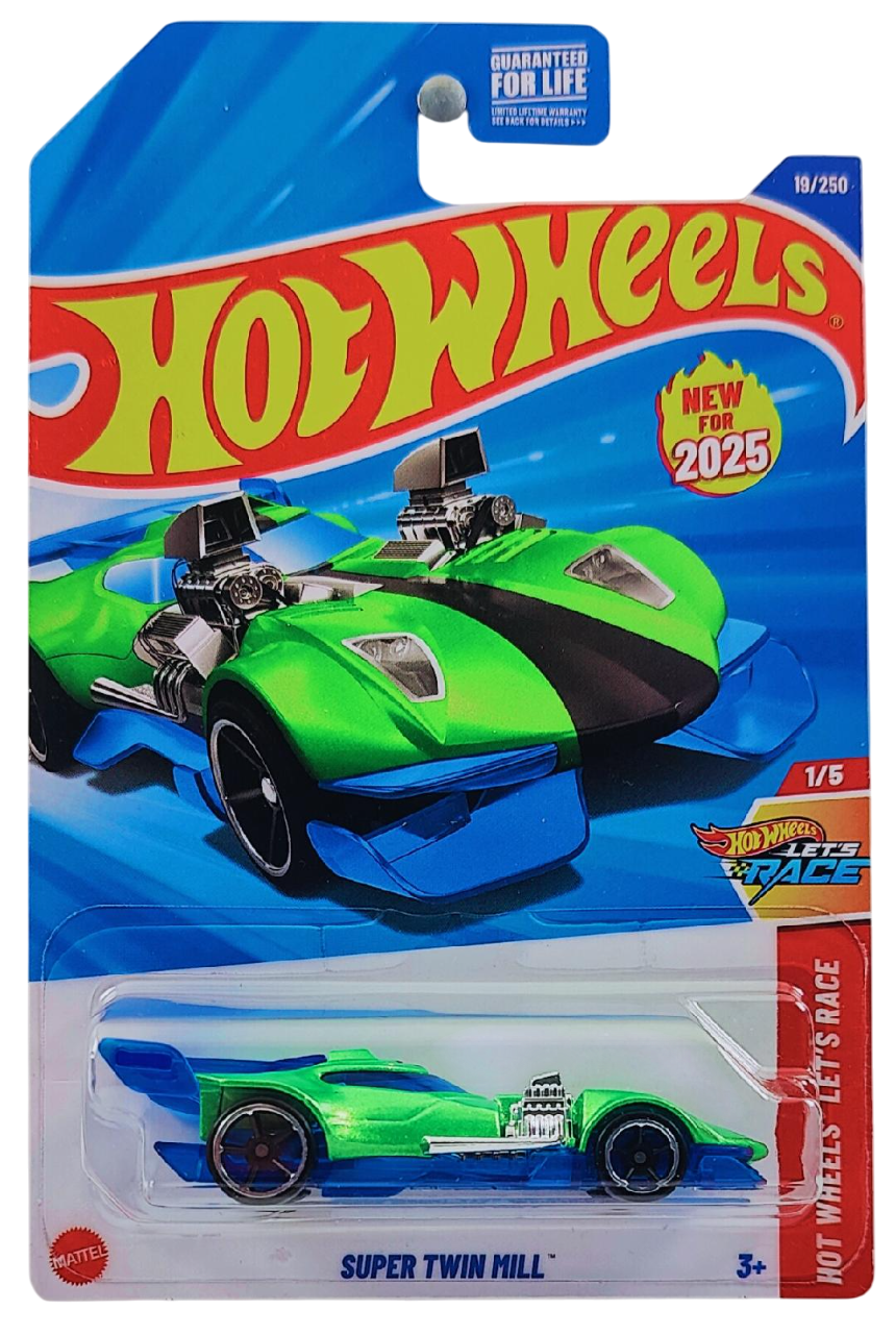 Hot Wheels 2025 - Collector # 019/250 - Hot Wheels Let's Race 1/5 - New Models - Super Twin Mill - Metalflake Green - USA Card