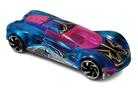 Hot Wheels 2025 - Collector # 037/250 - X-Raycers 3/10 - Crescendo - Transparent Blue - USA 'Let's Race' Card