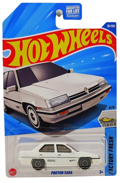 Hot Wheels 2025 - Collector # 038/250 - Factory Fresh 3/5 - Proton Saga - White - International Card