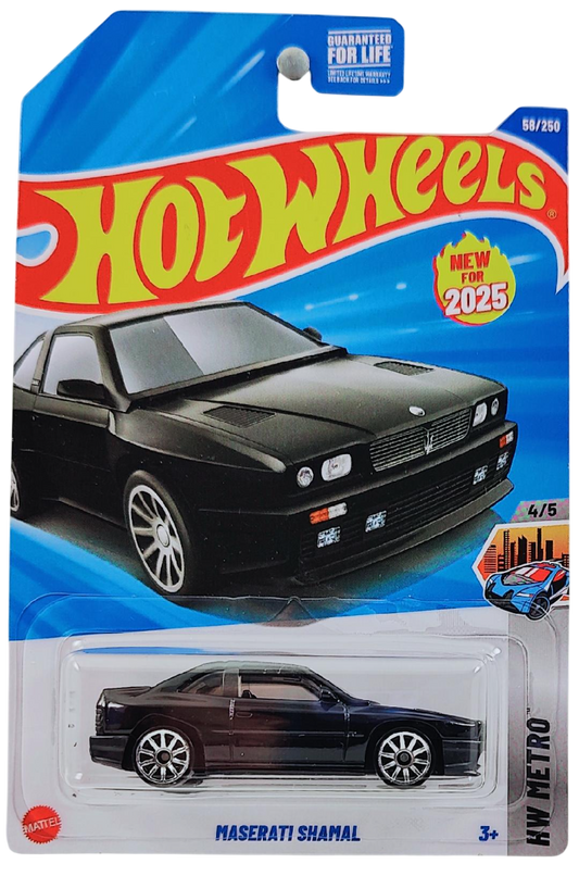 Hot Wheels 2025 - Collector # 058/250 - HW Metro 4/5 - New Models - Maserati Shamal - Black - USA Card