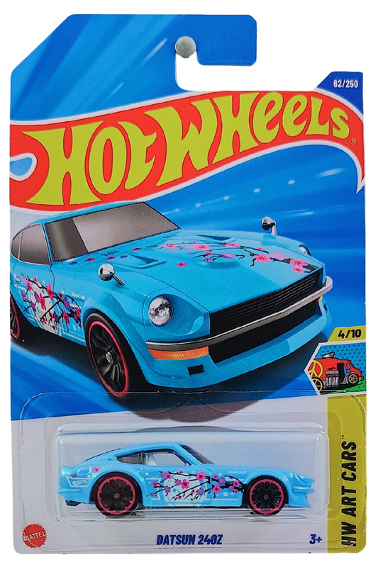 Hot Wheels 2025 - Collector # 062/250 - HW Art Cars 4/10 - Datsun 240Z - Pearl Light Blue - J5 Wheels - International Card