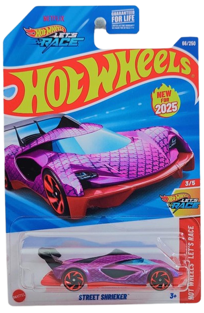 Hot Wheels 2025 - Collector # 066/250 - Hot Wheels Let's Race 3/5 - New Models - Street Shrieker - Pearl Purple - USA 'Let's Race' Card