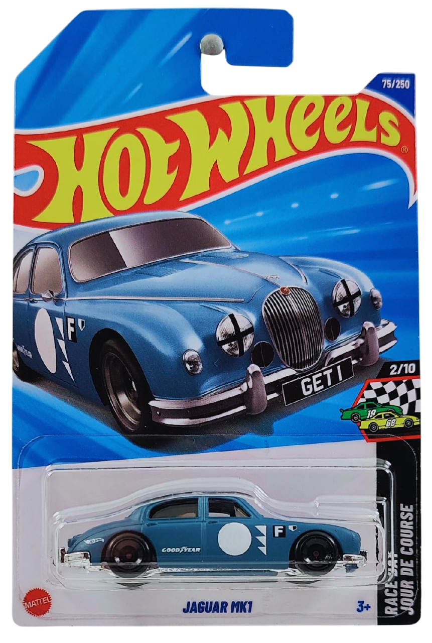 Hot Wheels 2025 - Collector # 075/250 - HW Race Day 2/10 - Jaguar Mk1 - Matte Moody Blue - International Card
