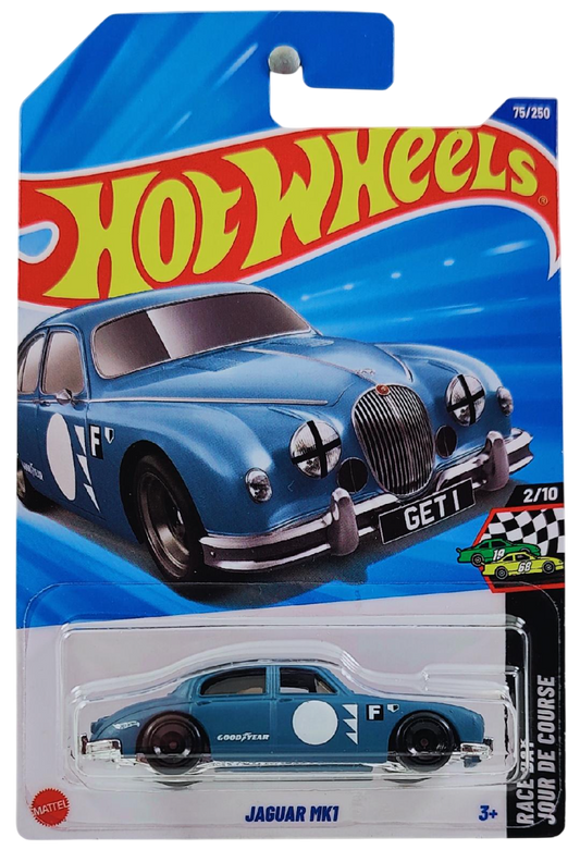 Hot Wheels 2025 - Collector # 075/250 - HW Race Day 2/10 - Jaguar Mk1 - Matte Moody Blue - International Card