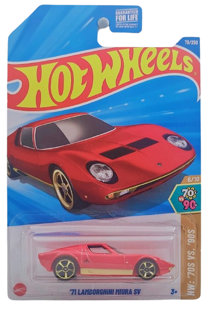 Hot Wheels 2025 - Collector # 078/250 - HW: '70s vs. '90s 6/10 - '71 Lamborghini Miura SV - Red - USA Card