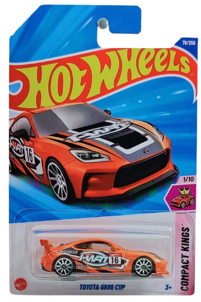 Hot Wheels 2025 - Collector # 079/250 - Compact Kings 1/10 - Toyota GR86 Cup - Orange / #16 - International Card