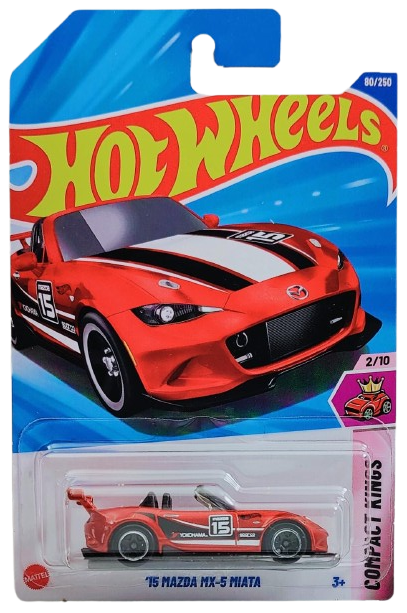 Hot Wheels 2025 - Collector # 080/250 - Compact Kings 2/10 - '16 Mazda MX-5 Miata - Red / #15 - International Card
