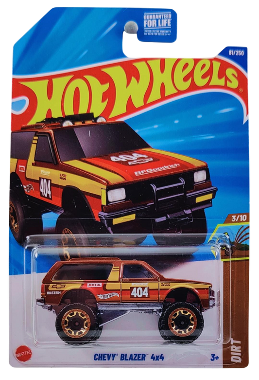 Hot Wheels 2025 - Collector # 081/250 - HW Dirt 3/10 - Chevy Blazer 4x4 - Brown / #404 with various Racing Decals - USA Card