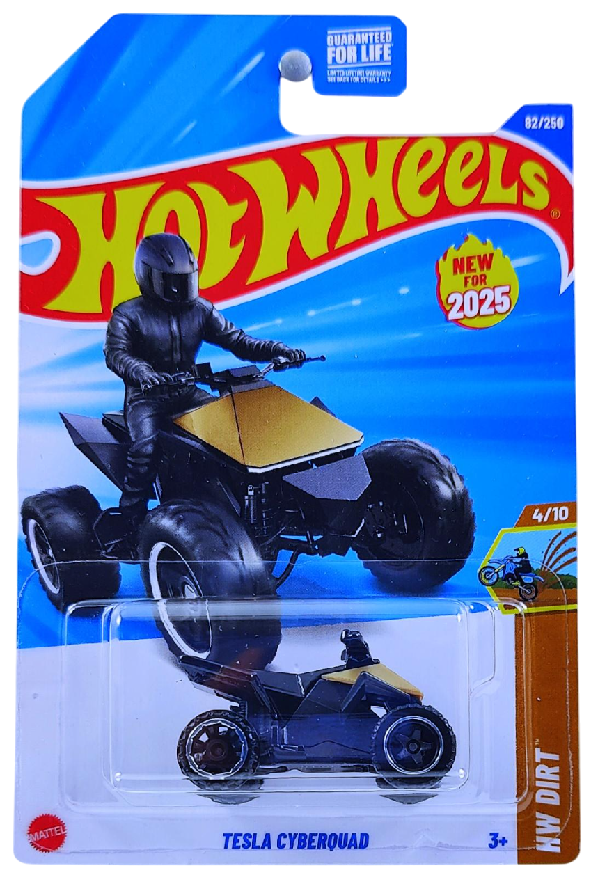 Hot Wheels 2025 - Collector # 082/250 - HW Dirt 4/10 - New Models - Tesla Cyberquad - Gold - USA Card