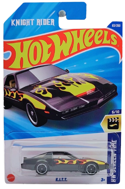 Hot Wheels 2025 - Collector # 083/250 - HW Screen Time 5/10 / Knight Rider - K.I.T.T. - Black with Flames - International Card
