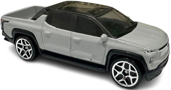 Hot Wheels 2025 - Collector # 086/250 - HW EV 6/10 - Silverado EV RST - Gray Enamel / Black Roof - International Card