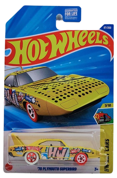 Hot Wheels 2025 - Collector # 087/250 - HW Art Cars 7/10 - '70 Plymouth Superbird - Yellow / "O" on Roof - USA Card