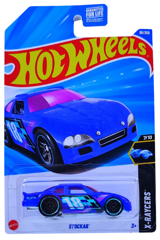 Hot Wheels 2025 - Collector # 089/250 - X-Raycers 7/10 - Stockar - Transparent Blue / #18 - USA Card