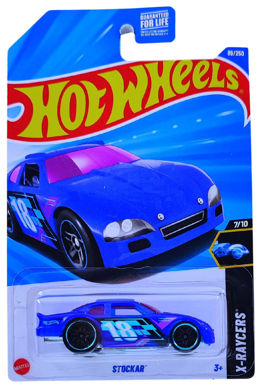 Hot Wheels 2025 - Collector # 089/250 - X-Raycers 7/10 - Stockar - Transparent Blue / #18 - USA Card