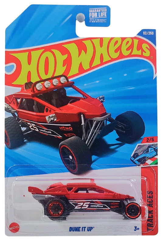 Hot Wheels 2025 - Collector # 092/250 - Track Aces 2/5 - Dune It Up (Sandrail) - Red / #25 and Racing Decals - USA Card
