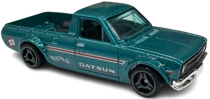 Hot Wheels 2025 - Collector # 093/250 - HW Hot Trucks 6/10 - 1975 Datsun Sunny Truck (B120) - Metalflake Teal - International Card