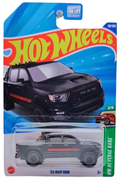 Hot Wheels 2025 - Collector # 096/250 - HW Reverse Rake 2/5 - '23 (Dodge) Ram 1500 - Black / Red Stripe - USA Card