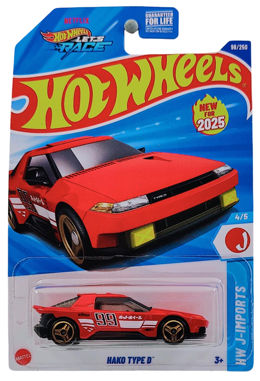 Hot Wheels 2025 - Collector # 098/250 - HW J-Imports 4/5 - New Models - Hako Type D - Red / #99 - USA Card