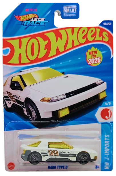 Hot Wheels 2025 - Collector # 098/250 - HW J-Imports 4/5 - New Models - Hako Type D - White / #99 - USA Card