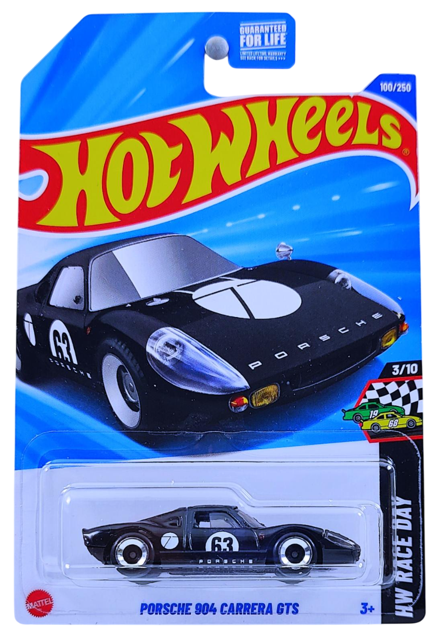 Hot Wheels 2025 - Collector # 100/250 - HW Race Day 3/10 - Porsche 904 Carrera GTS - Black / #63 - USA Card