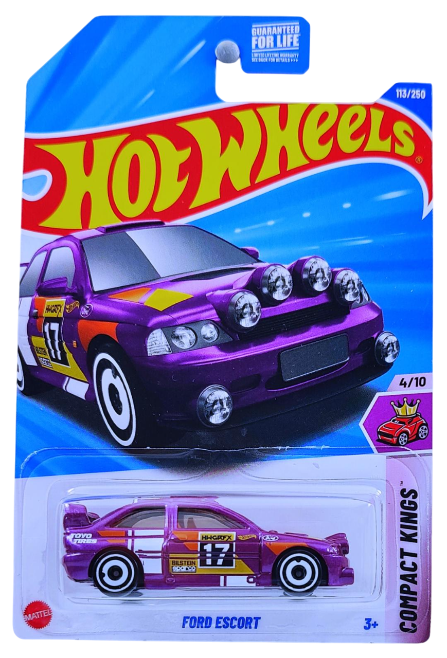 Hot Wheels 2025 - Collector # 113/250 - Compact Kings 4/10 - Ford Escort (Rally) - Pearl Purple / #17 - USA Card