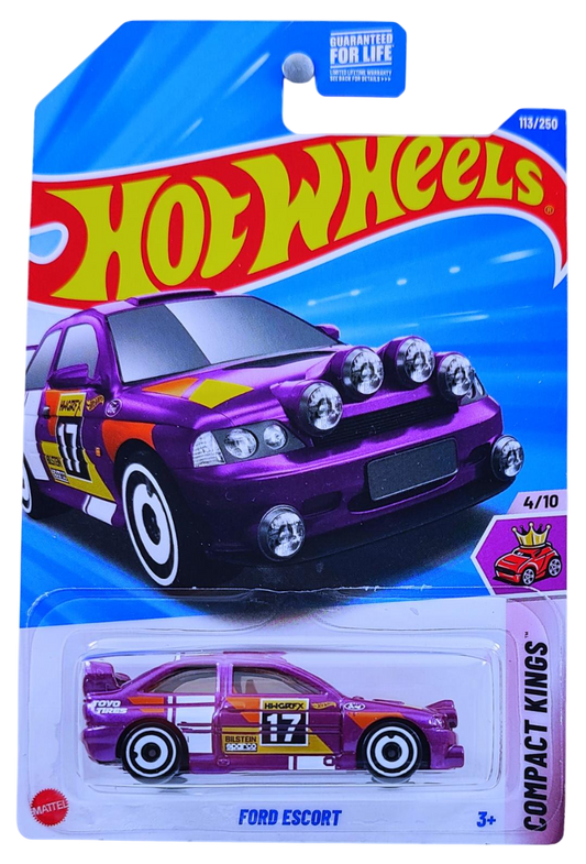 Hot Wheels 2025 - Collector # 113/250 - Compact Kings 4/10 - Ford Escort (Rally) - Pearl Purple / #17 - USA Card